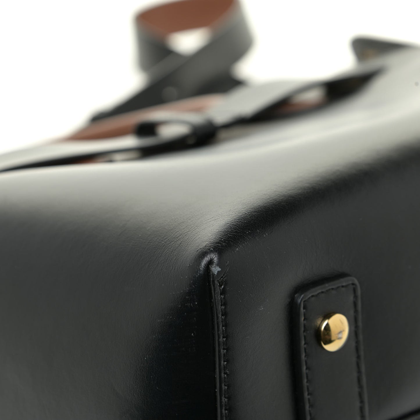 Soft Grain Calfskin Small Belt Bag Black Tan