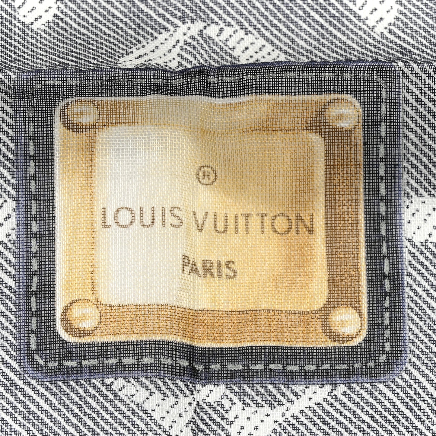 Cotton Monogram New Denim Square Scarf 55 Blue