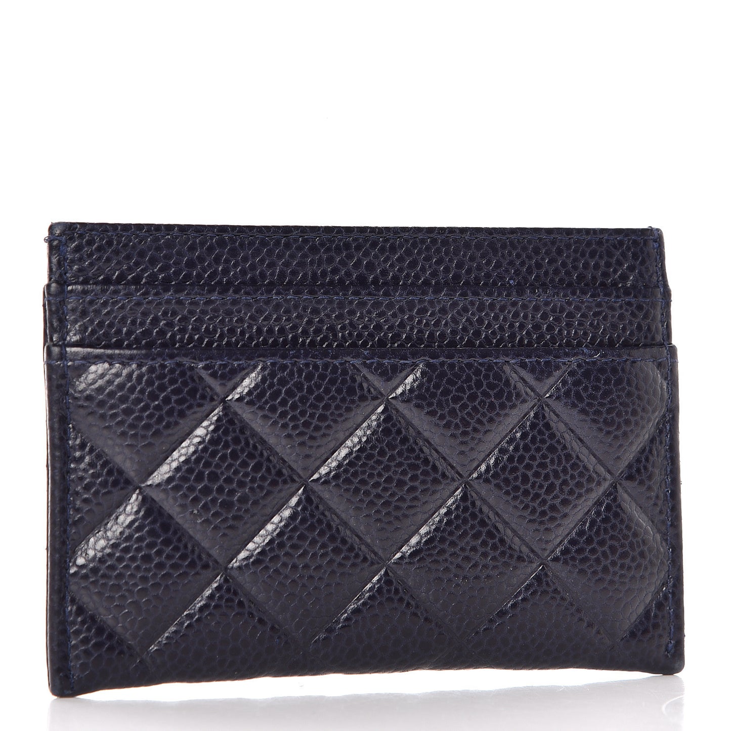 Caviar Quilted Diamond CC Card Holder Dark Navy