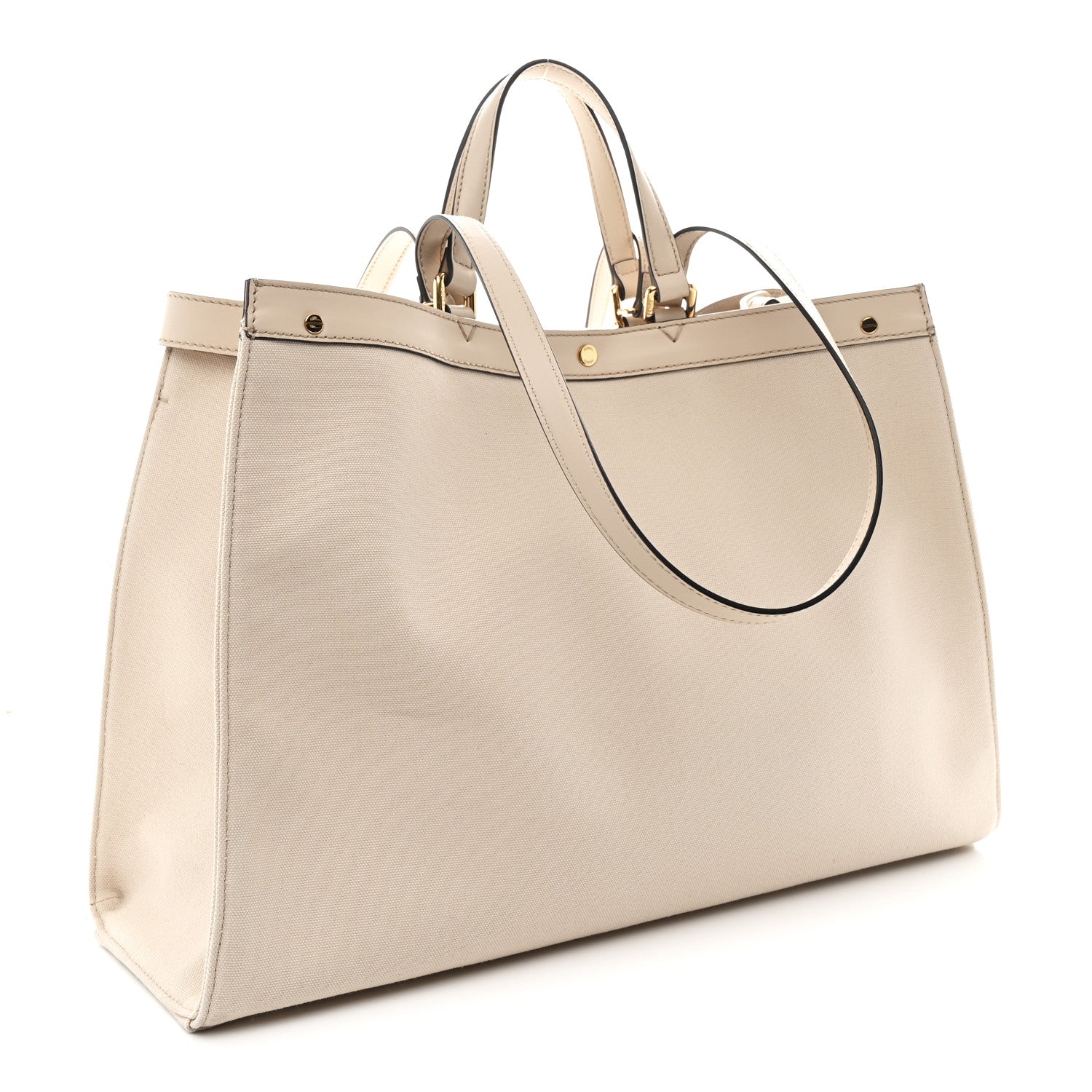 Fendi Canvas Vitello King FF Embroidered Medium Peekaboo X-Tote Poudre 3 of 10