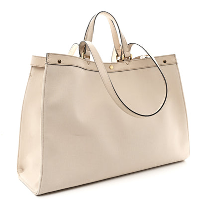 Fendi Canvas Vitello King FF Embroidered Medium Peekaboo X-Tote Poudre 3 of 10