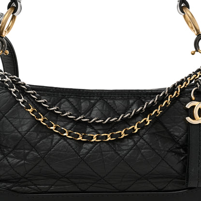 Chanel Aged Calfskin Quilted Small Gabrielle Logo Hobo Black 8 of 15