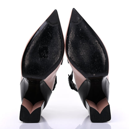 Louis Vuitton LOUIS VUITTON Calfskin Matchmake Cross Pumps 40 Beige Black 5 of 27