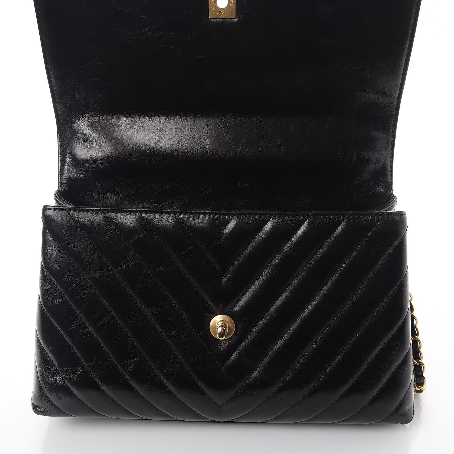Chanel Calfskin Chevron Quilted Coco Handle Flap Black 10 of 10