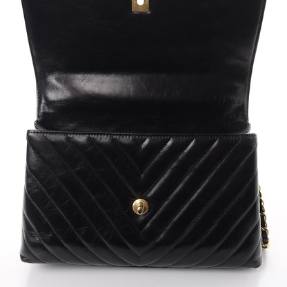 Chanel Calfskin Chevron Quilted Coco Handle Flap Black 10 of 10