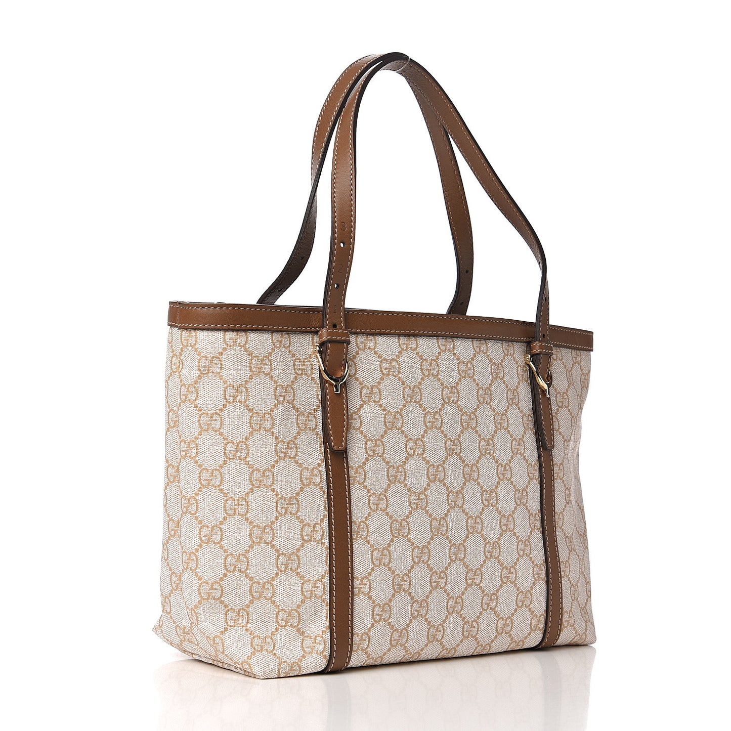 GG Supreme Monogram Calfskin Small Nice Tote New Mystic White Beige Brown