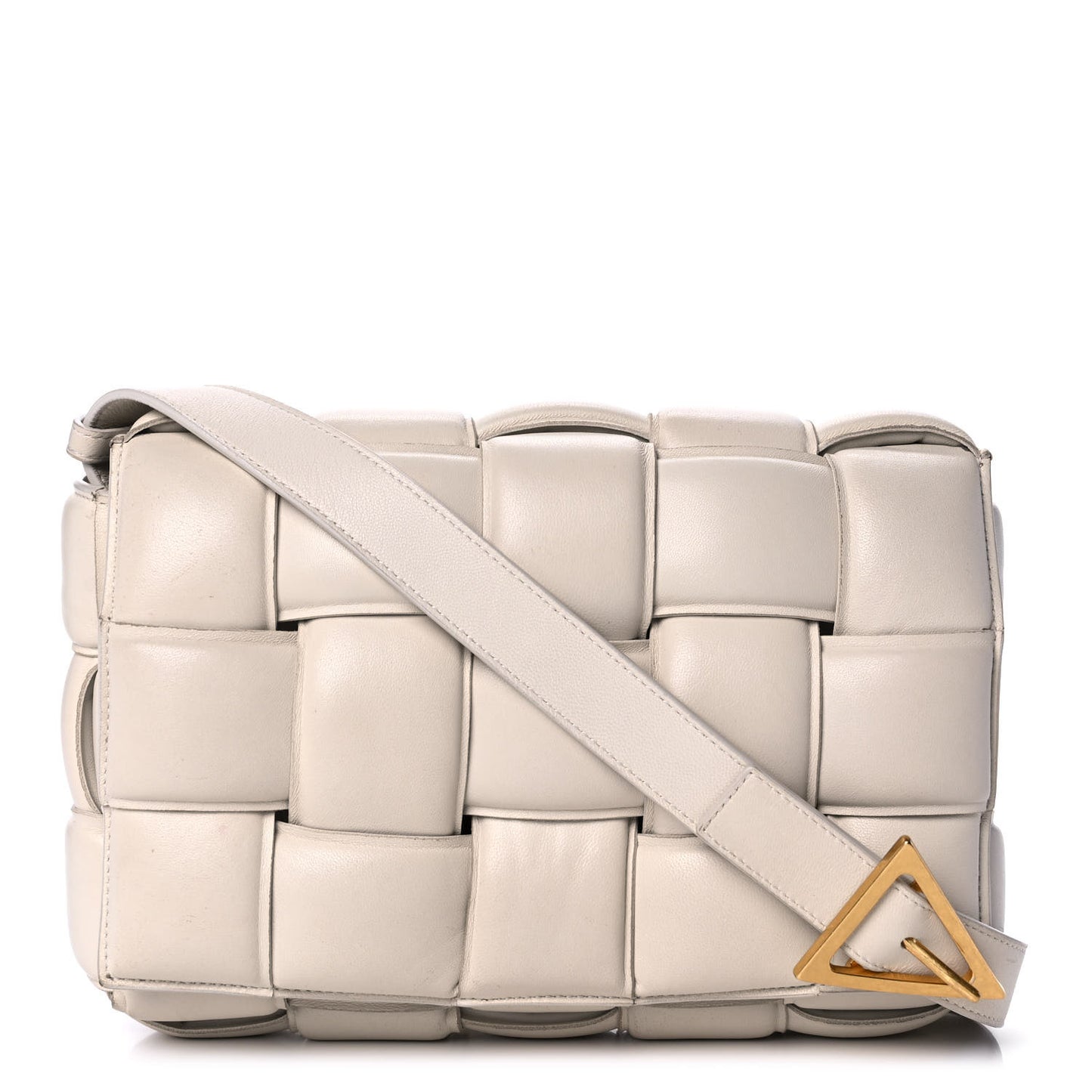 Nappa Maxi Intreccio Padded Cassette Crossbody Bag Chalk