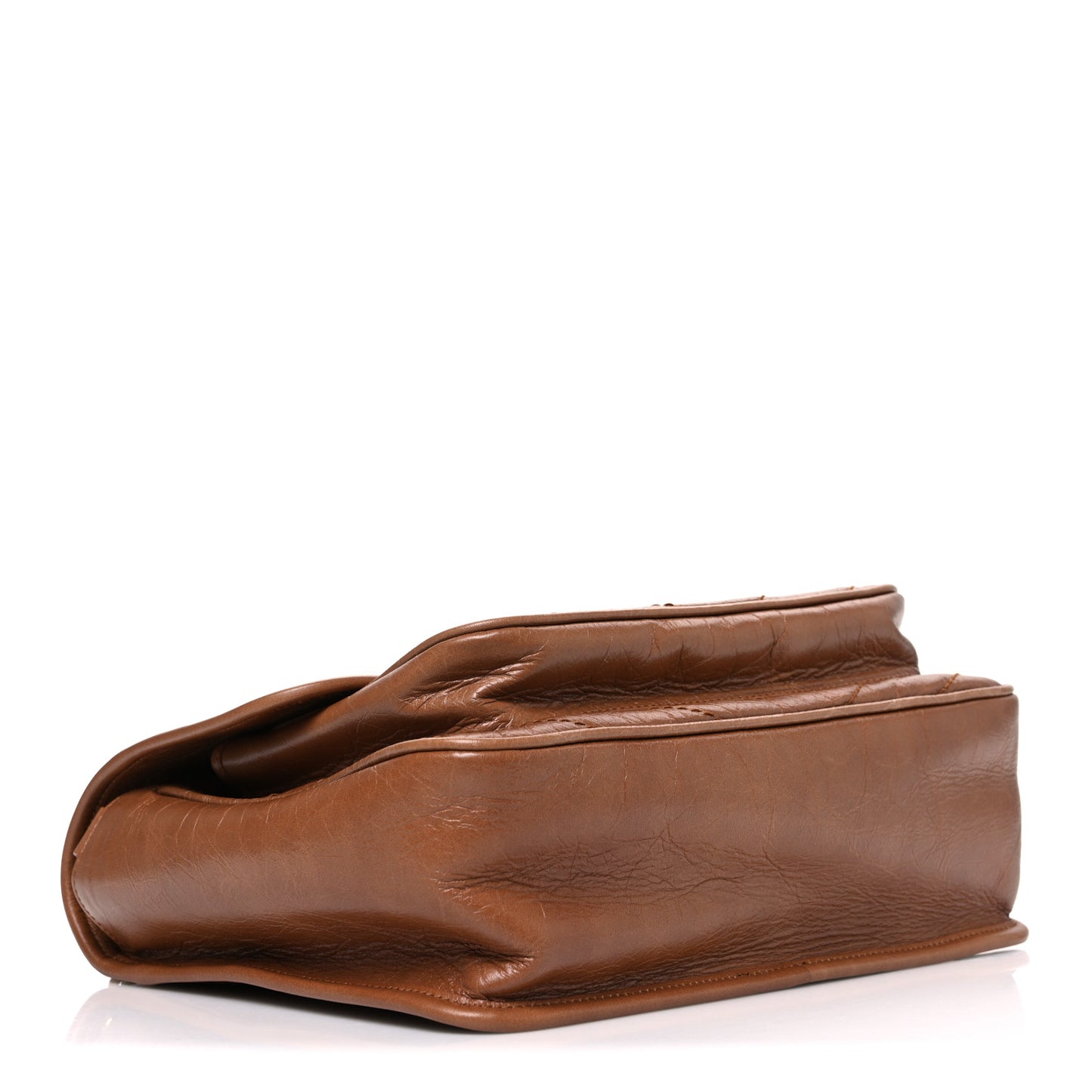 Crinkled Calfskin Matelasse Monogram Medium Niki Chain Satchel Caramel