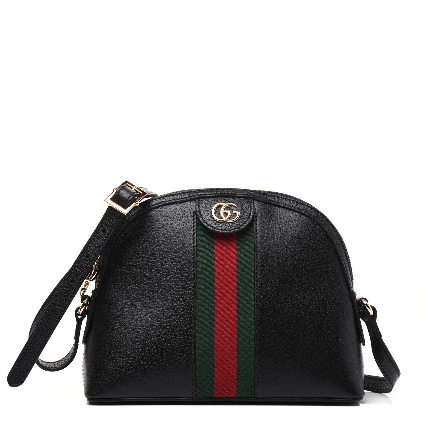 Gucci Calfskin GG Web Small Ophidia Dome Shoulder Bag Black 1 of 20