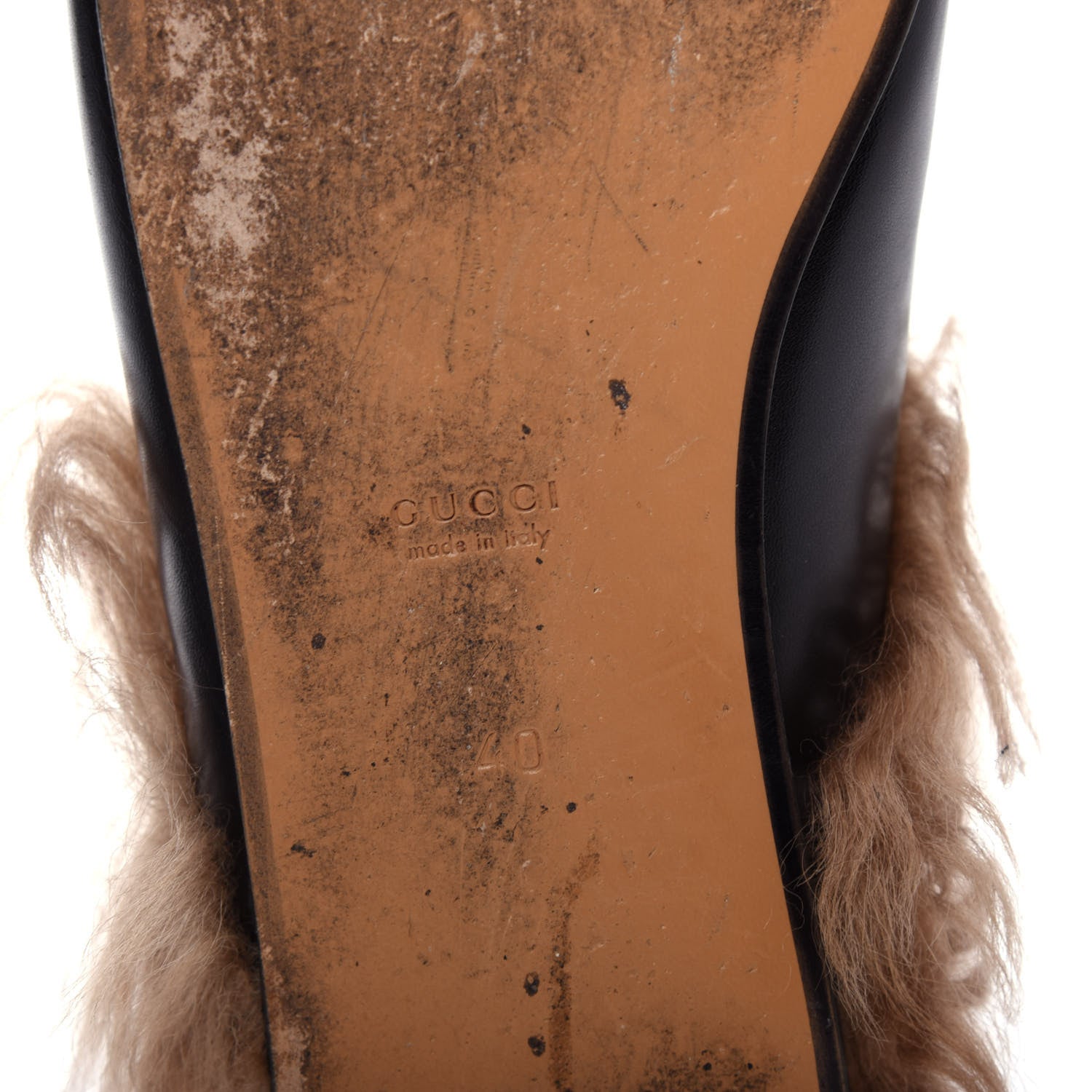 Gucci Calfskin Fur Womens Princetown Slippers 40 Black 9 of 10