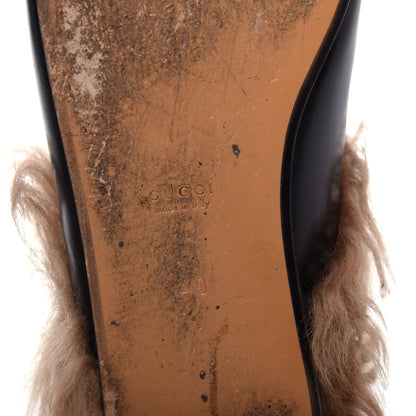 Gucci Calfskin Fur Womens Princetown Slippers 40 Black 9 of 10