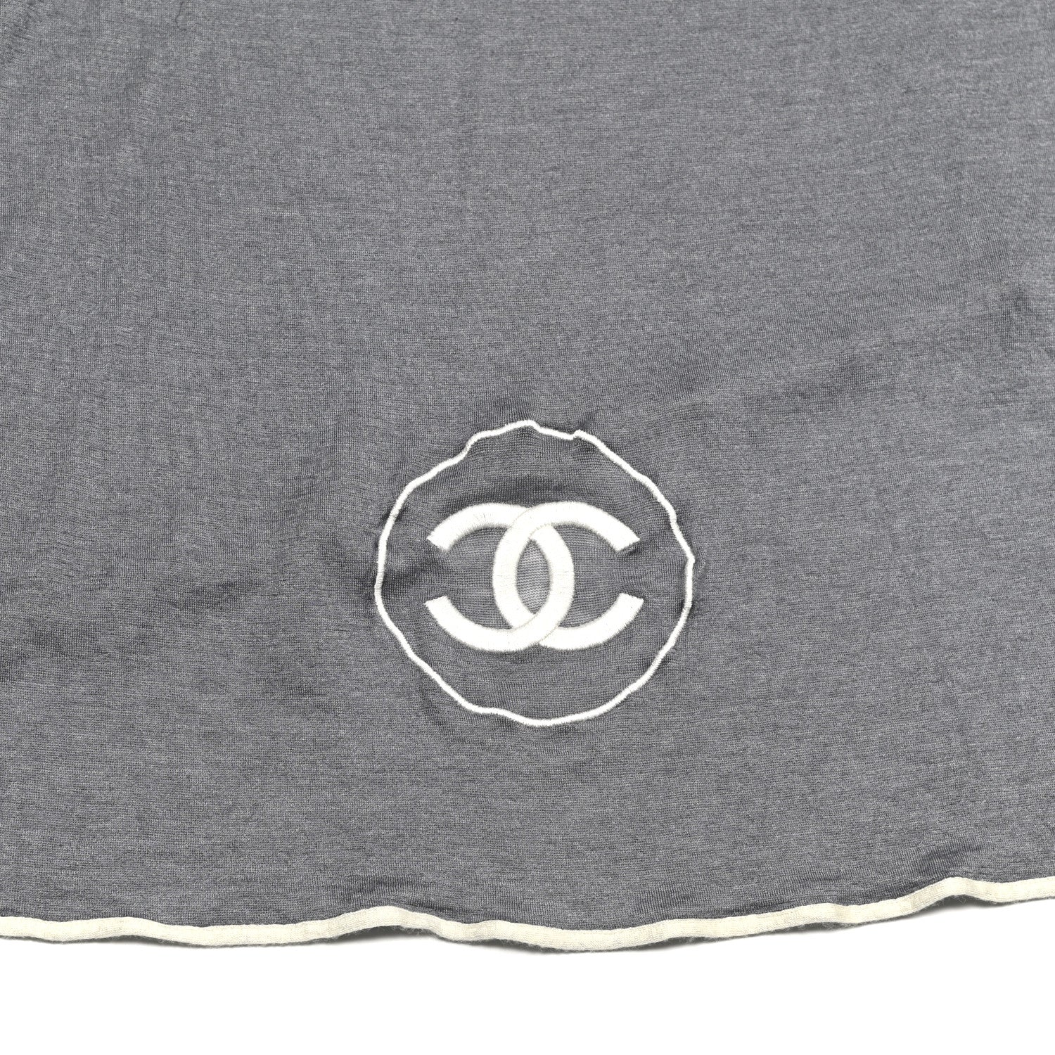 Chanel Cashmere Silk CC Scarf Grey 3 of 4