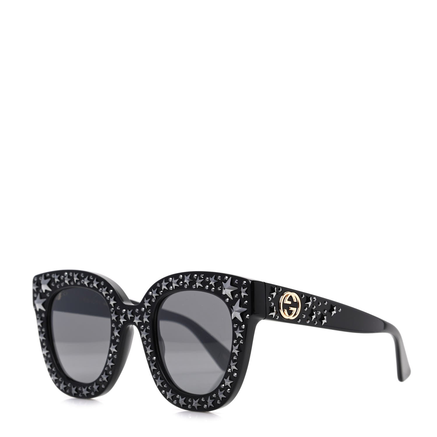 Gucci Acetate Stars Cat Eye Sunglasses GG0116S Black 1 of 8