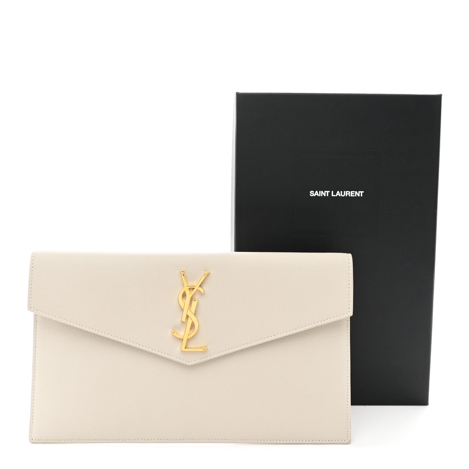 Saint Laurent Smooth Shiny Calfskin Uptown Pouch Crema Soft 8 of 8