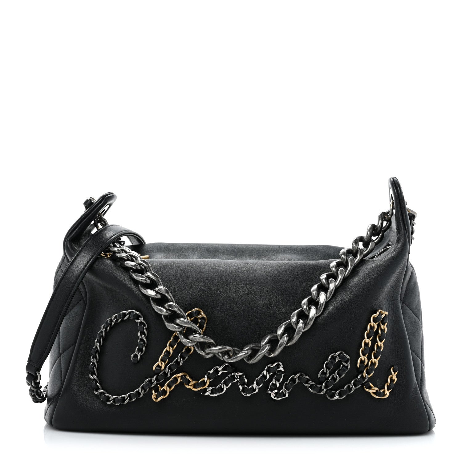 Chanel Calfskin Chain 20s Signature Hobo Black 1 of 13