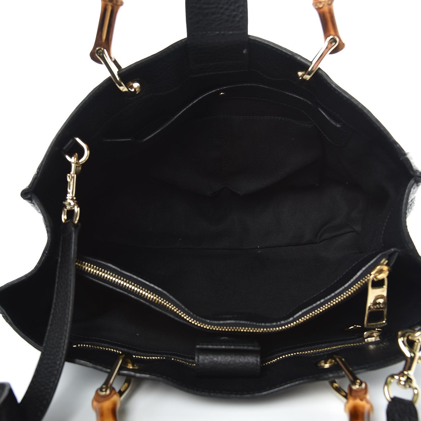 Pebbled Calfskin Medium Bamboo Shopper Tote Black