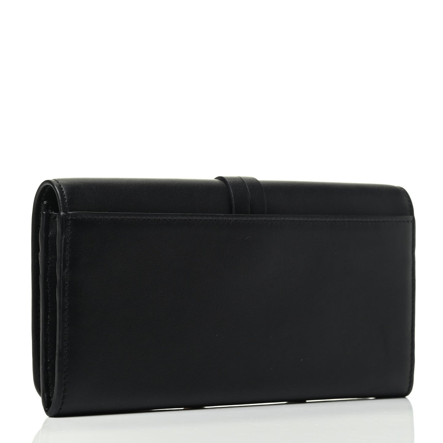 Smooth Calfskin Alphabet Long Wallet Black