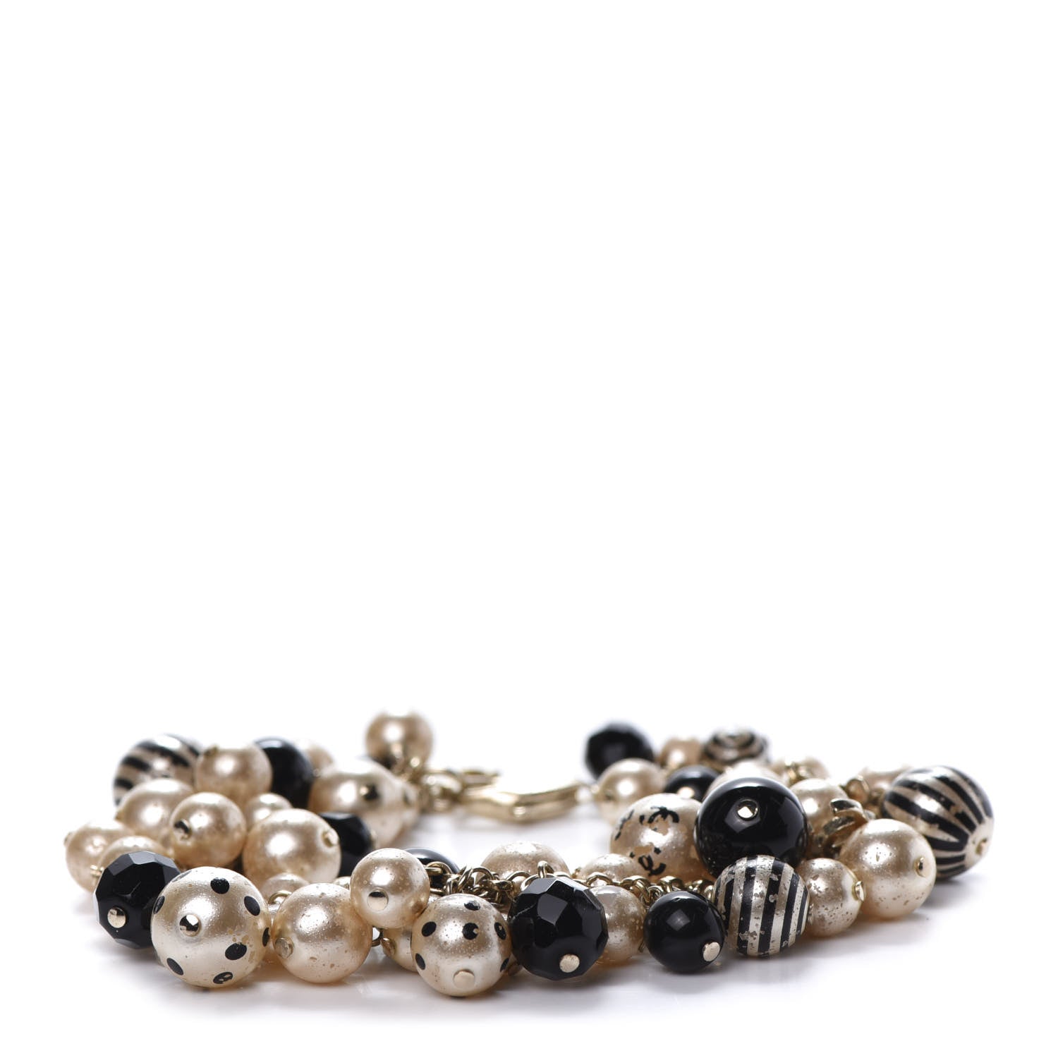 Chanel Painted Pearl CC Coco Bracelet Black Gold 1 of 7