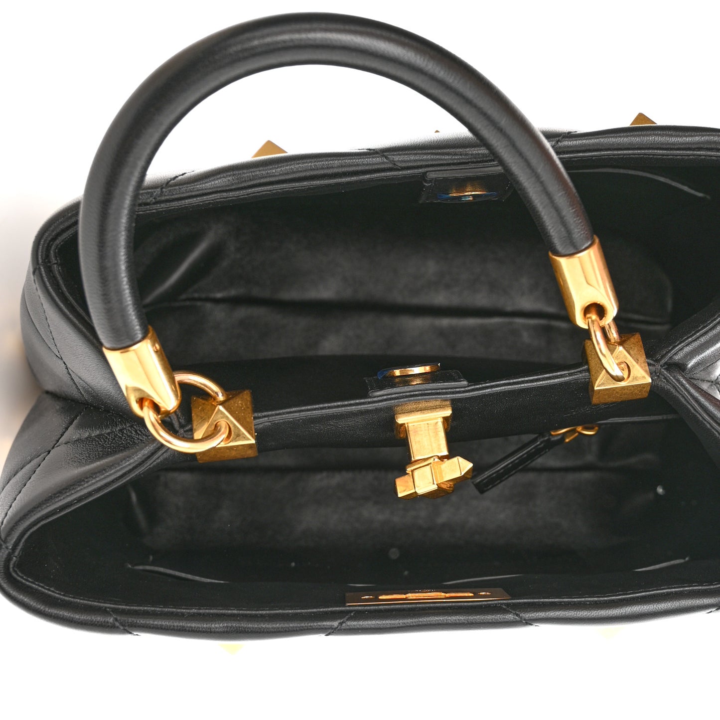 Nappa Roman Stud The Handle Bag Black