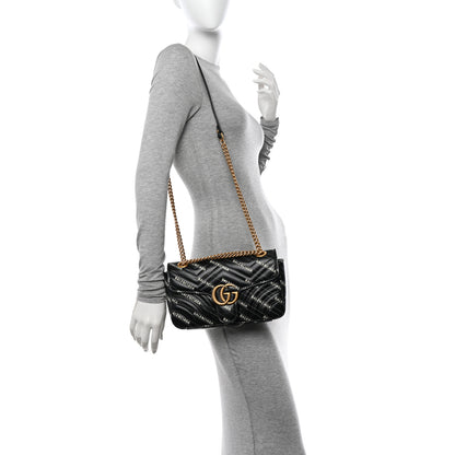 Gucci X BALENCIAGA Calfskin Matelasse Logo Print Small GG Marmont Shoulder Bag Black 2 of 10