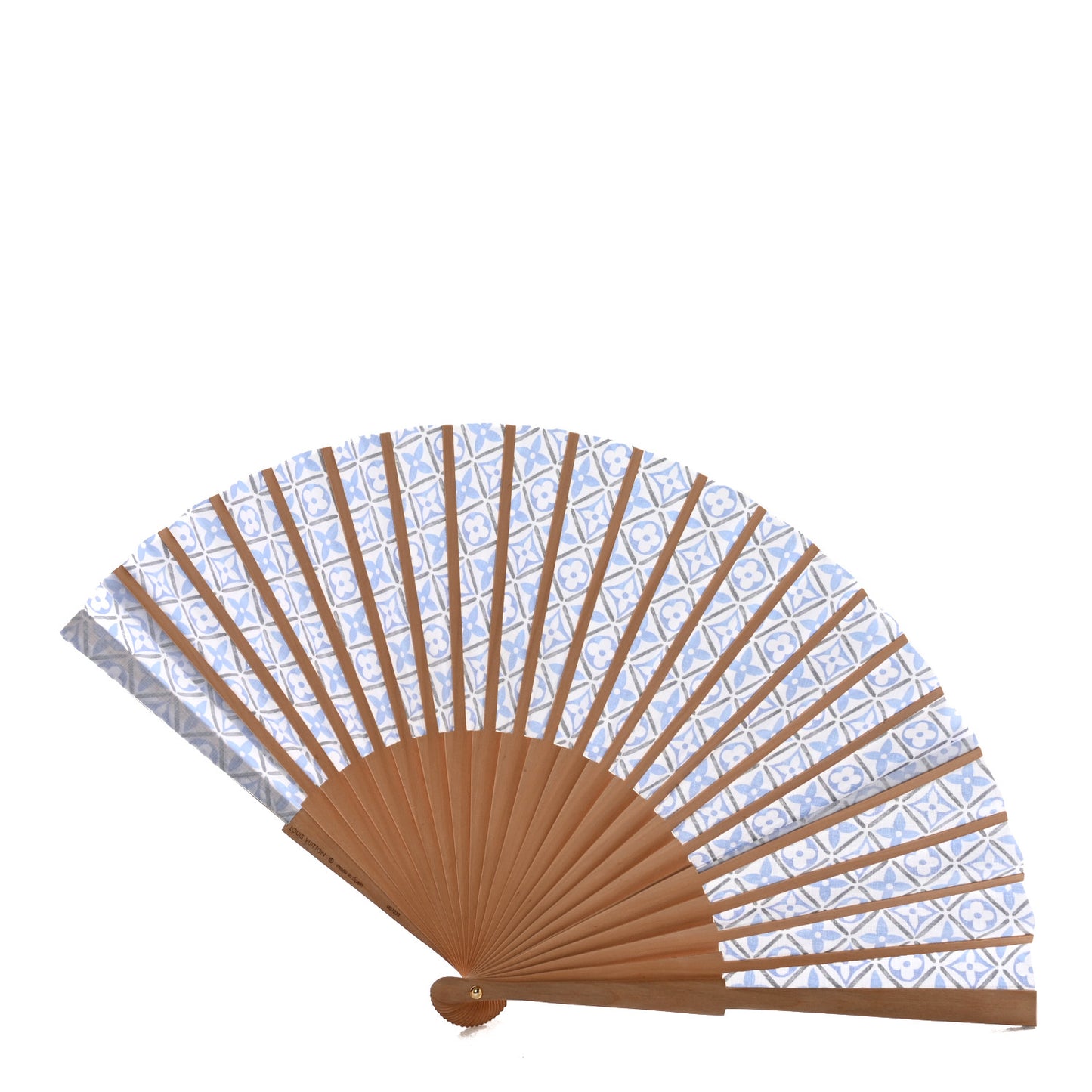 Sycamor Wood Cotton Monogram Tile Fan Blue