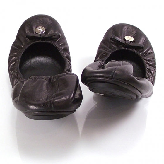 Fendi Calfskin Charm Bow Ballet Flats Black Size 38 3 of 8