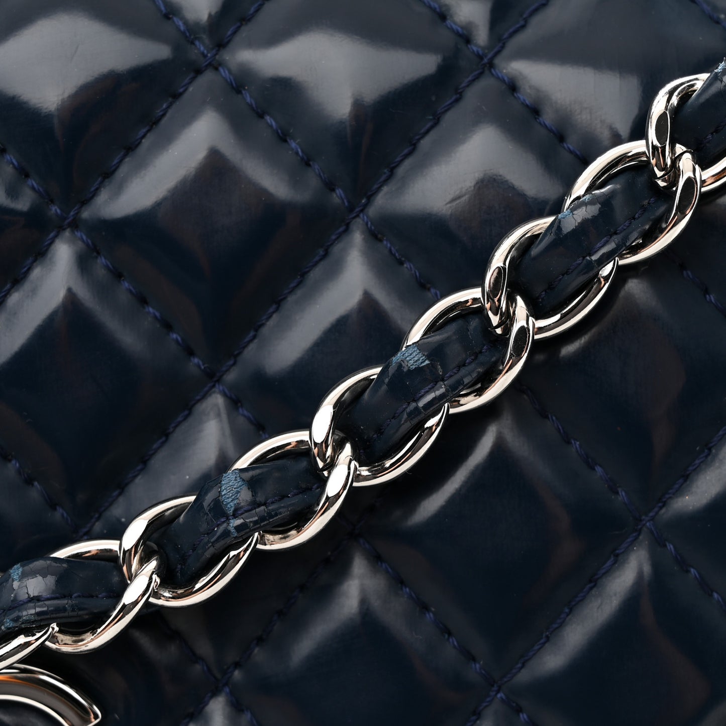 Vinyl Quilted In the Business Flap Bag Navy Blue