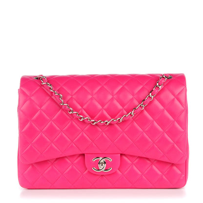 Chanel Lambskin Quilted Maxi Double Flap Fuchsia 1 of 9