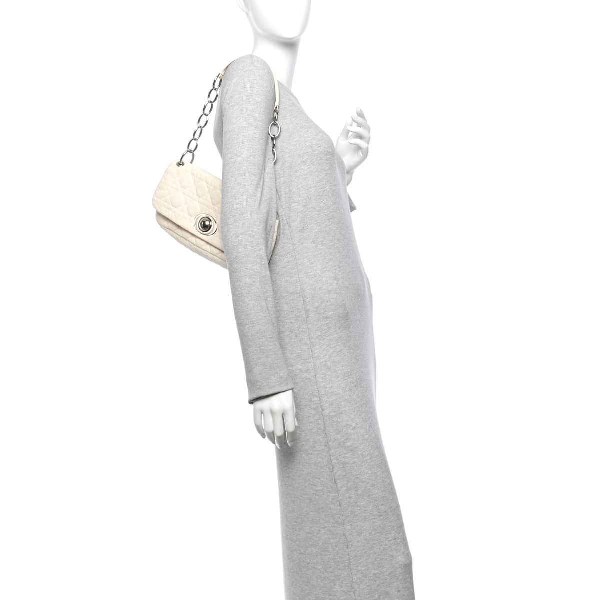 Christian Dior Lambskin Cannage Rendezvous Flap White 2 of 11