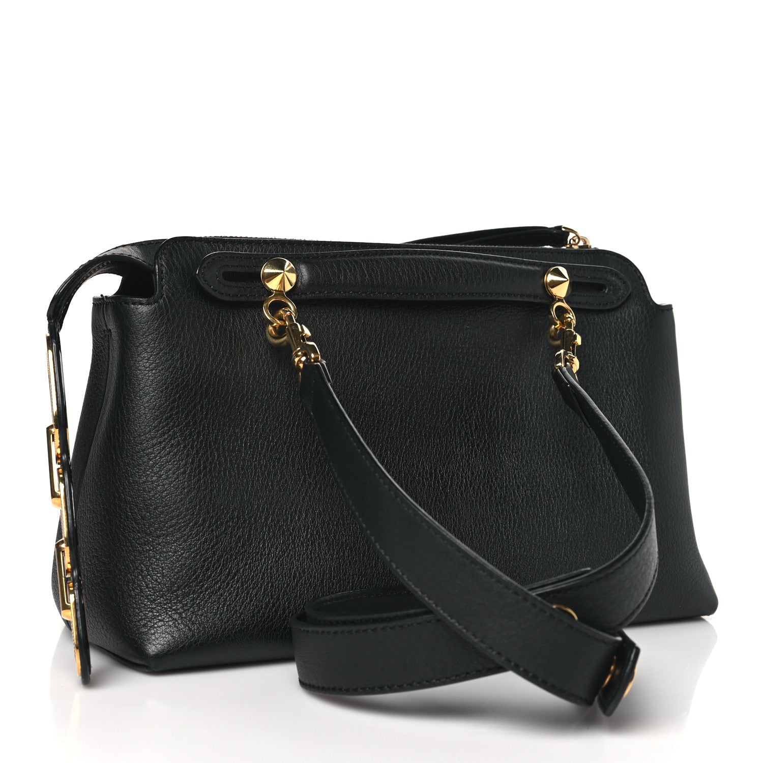 Fendi Vitello Dolce Chain Tail Gold Edition Medium By The Way Boston Bag Black 3 of 10