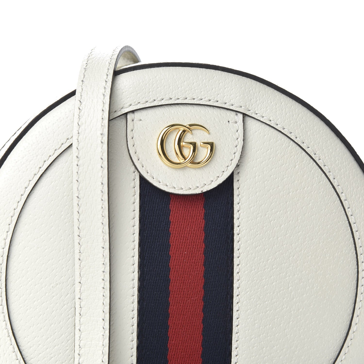 Gucci Textured Calfskin Web Mini Ophidia Round Shoulder Bag Mystic White 10 of 10