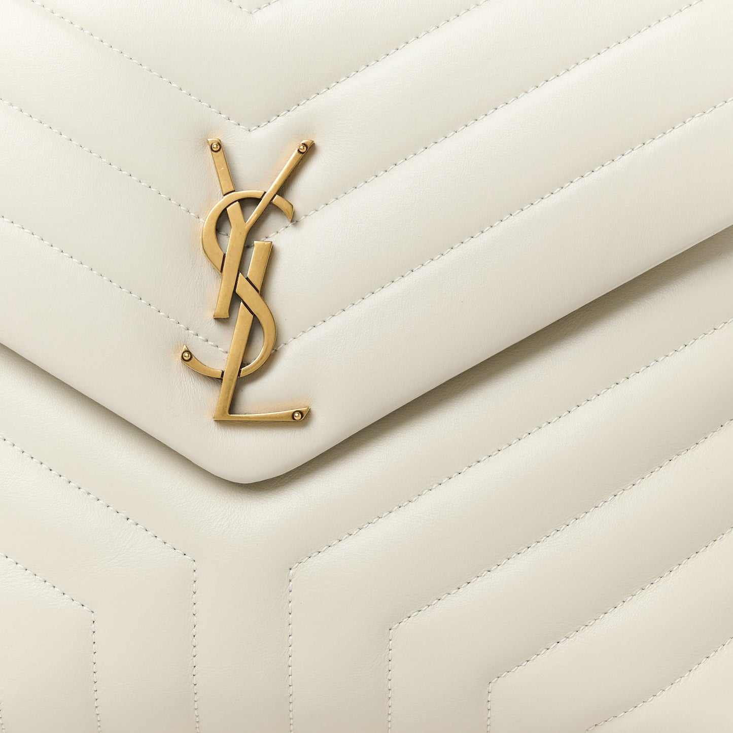 Calfskin Y Quilted Monogram Medium Loulou Chain Satchel Crema Soft