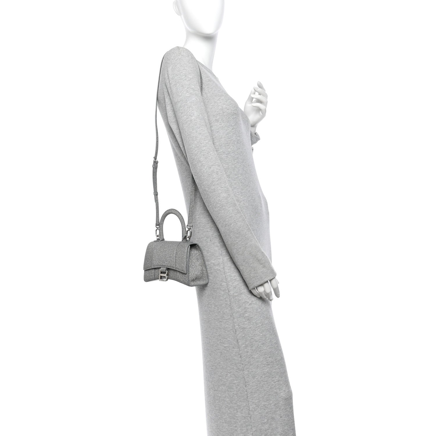 Balenciaga Glitter Fabric Hourglass Top Handle Bag XS Grey 2 of 11