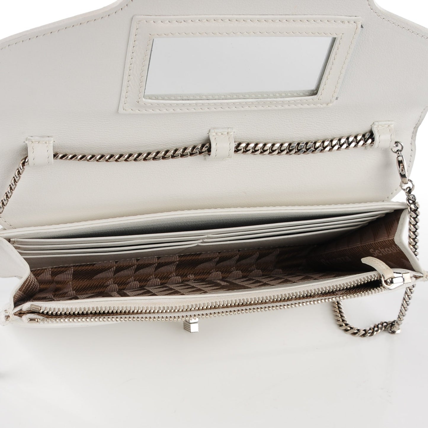 Calfskin PS11 Chain Wallet White