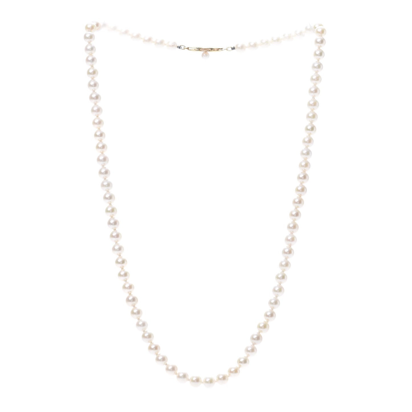 18K Yellow Gold Akoya Pearl 5-5.5mm Strand Necklace 18"