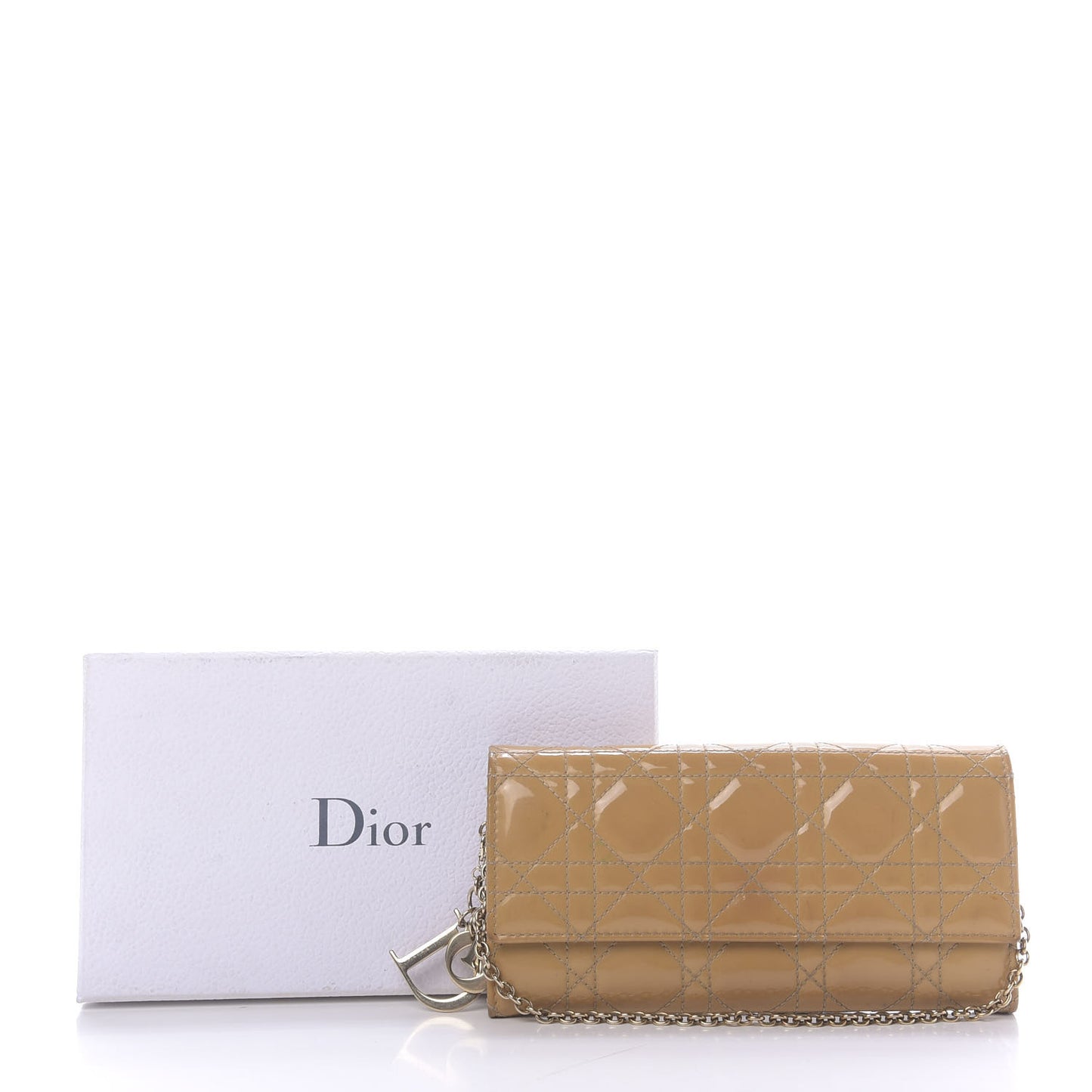 Patent Cannage Rendezvous Chain Wallet Beige