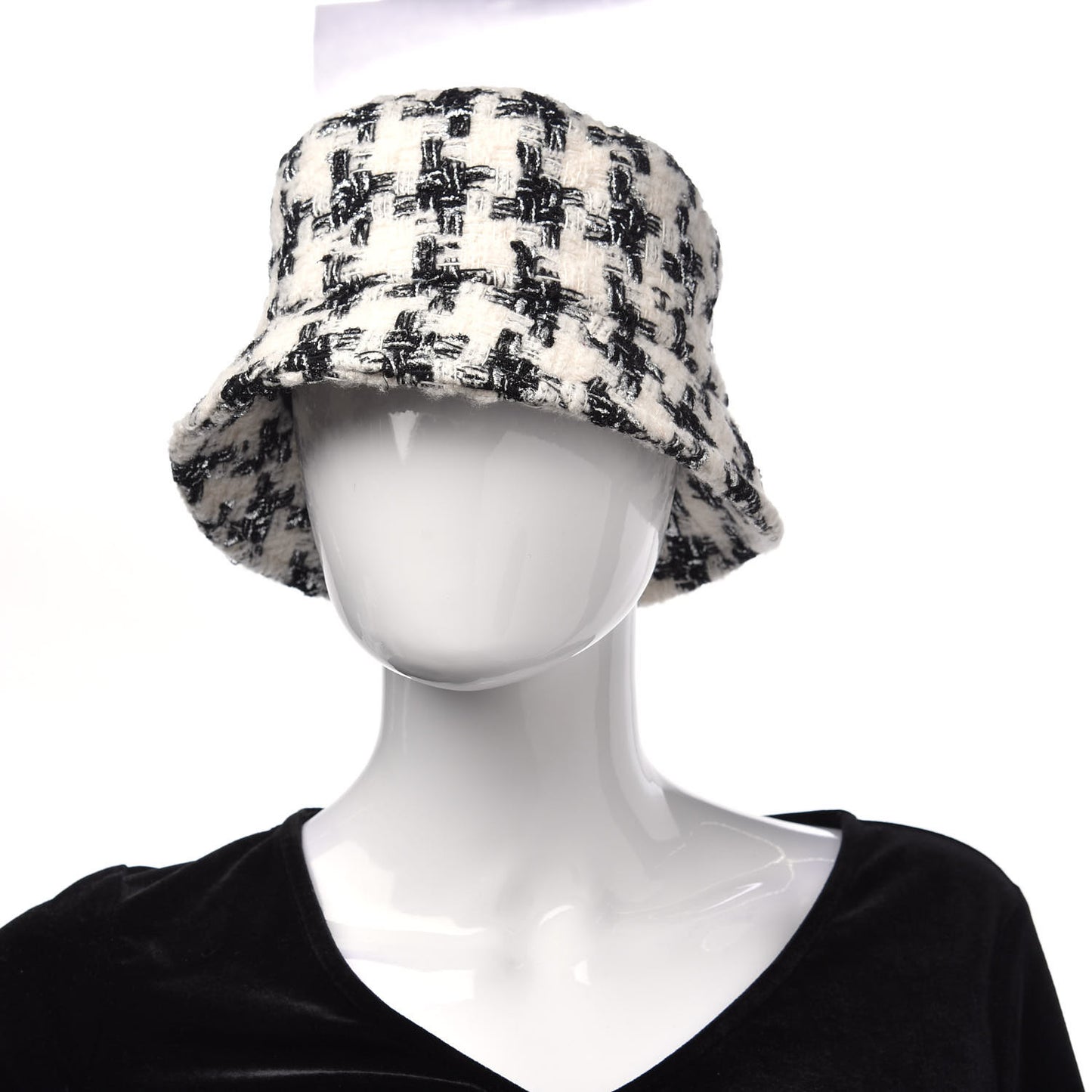 Tweed Bucket Hat S White Black