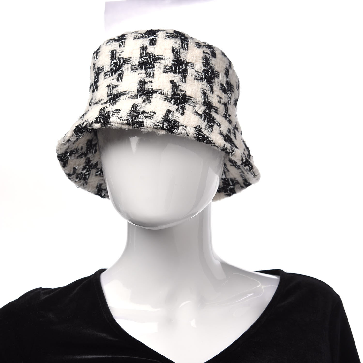 Chanel Tweed Bucket Hat S White Black 2 of 6