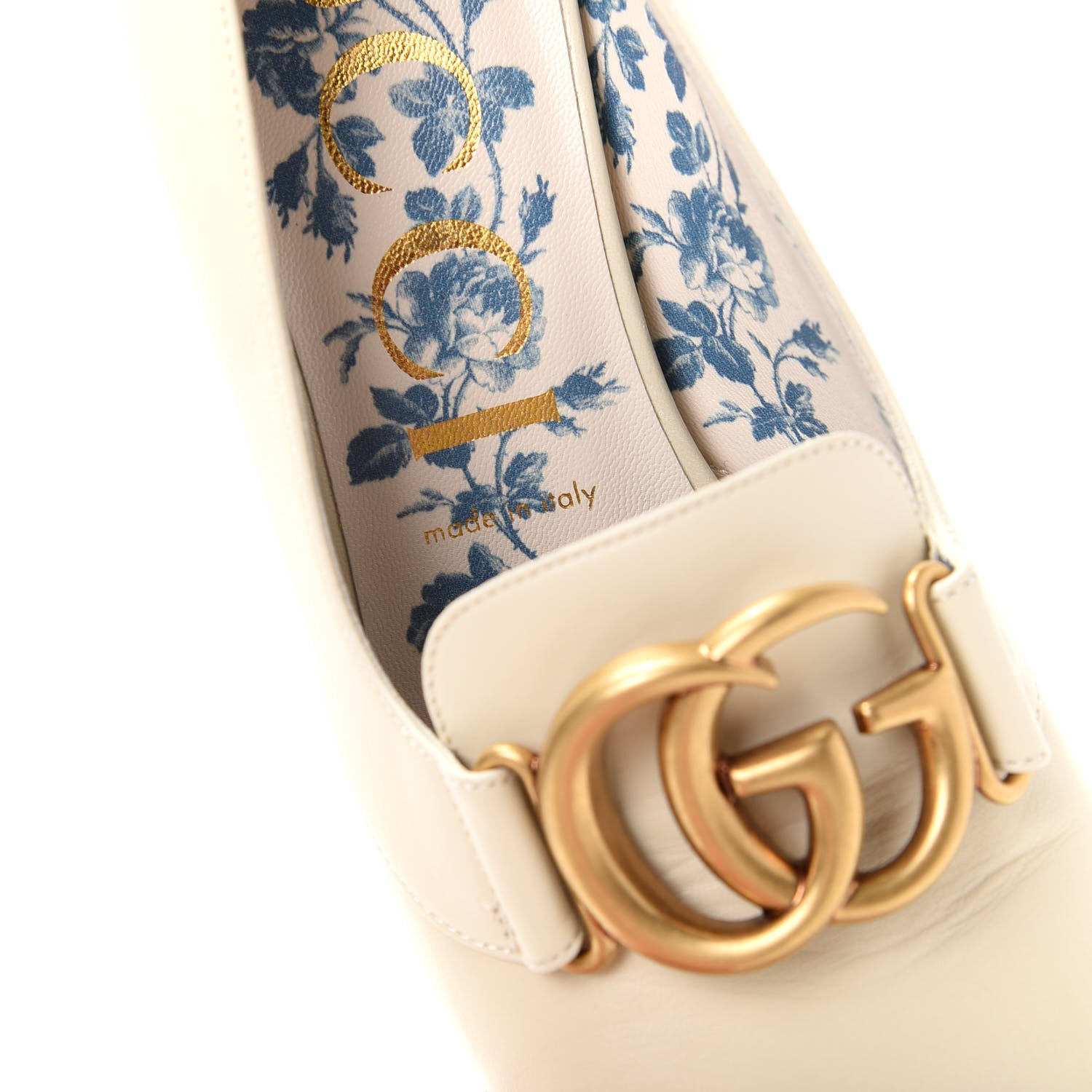 Gucci Malaga Kid GG Victoire 55mm Loafer Pumps 39.5 Vintage White 8 of 10