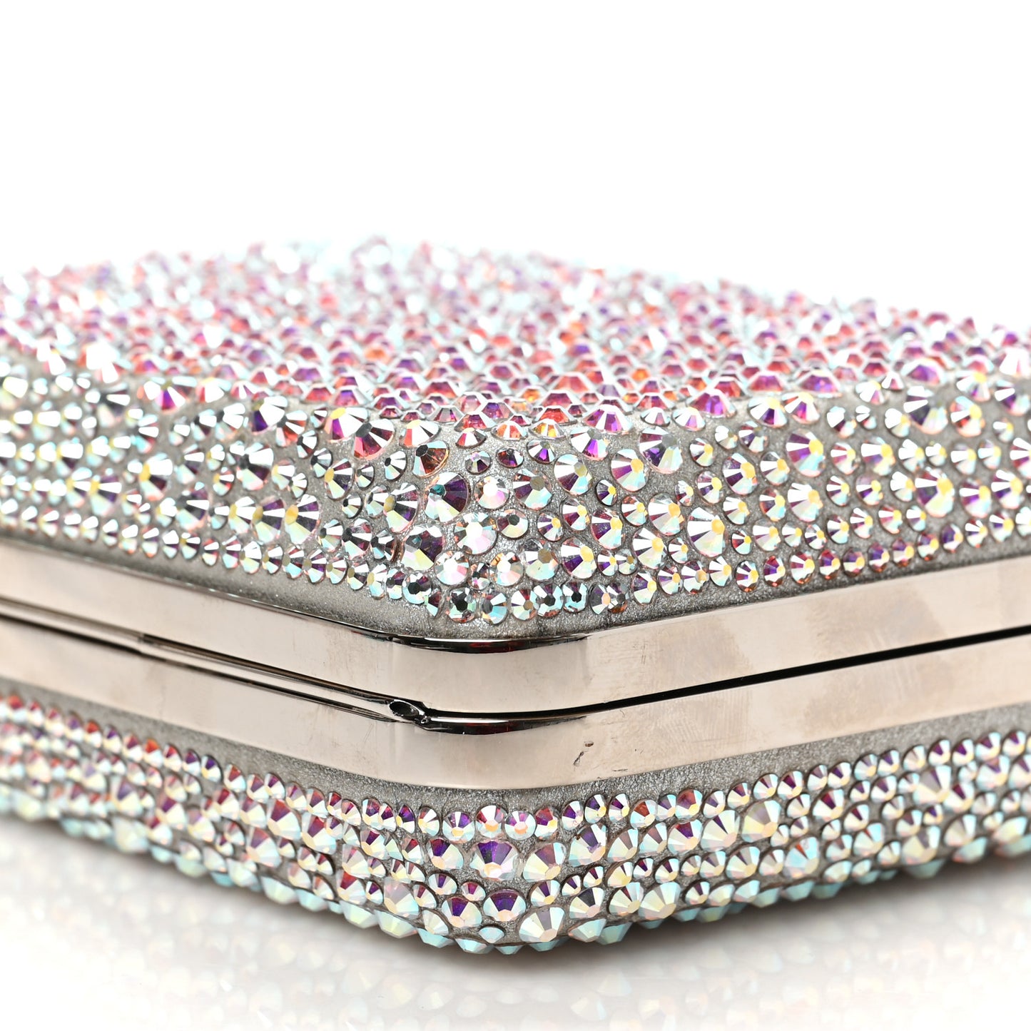 Crystal Strass Fiocco Box Clutch Silver