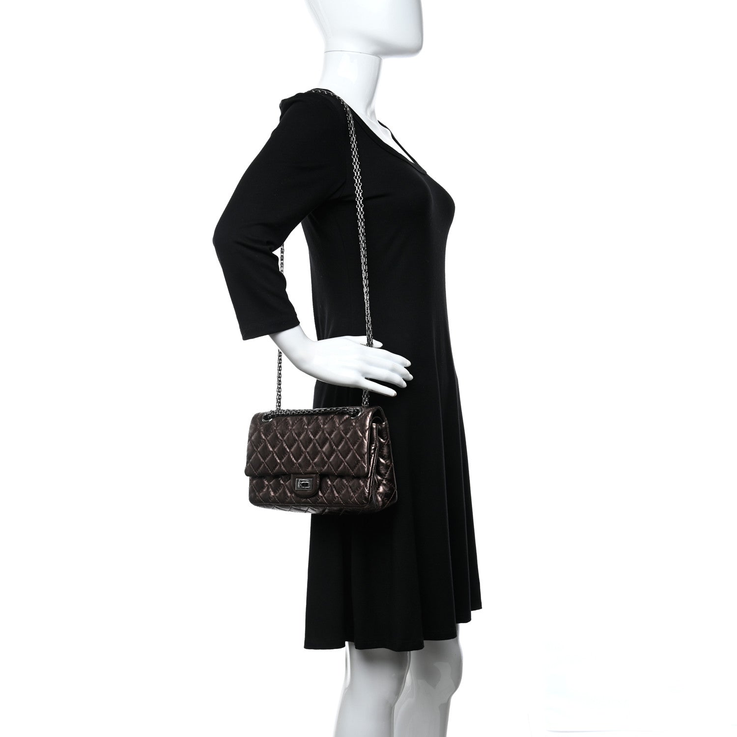 Chanel Metallic Aged Calfskin Quilted 2.55 Reissue 225 Flap Bronze 2 of 9