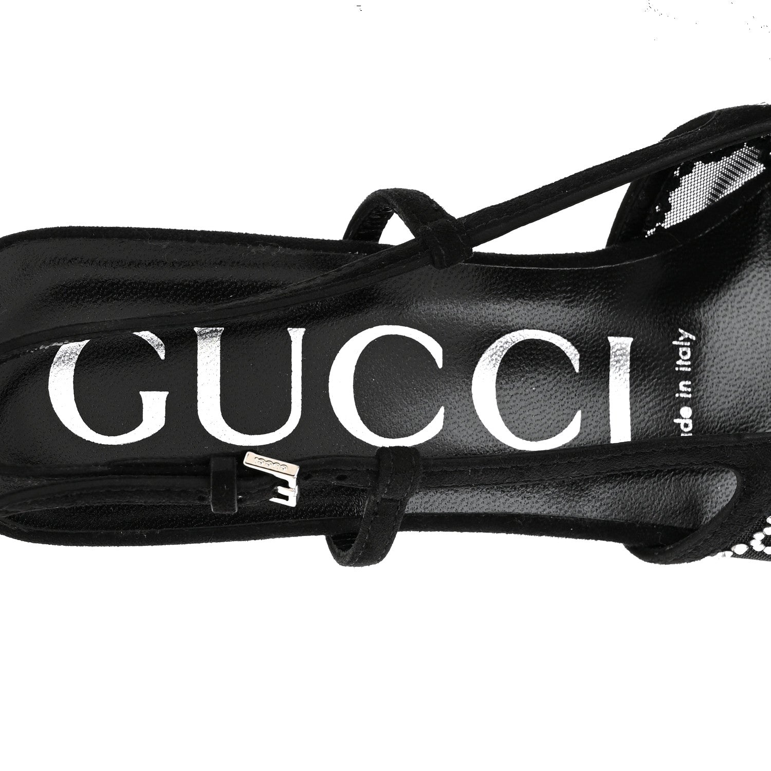 Gucci Tela Retino Kid Scamosciato Crystal GG Monogram Square G 35mm Slingback Pumps 36.5 Black 7 of 8