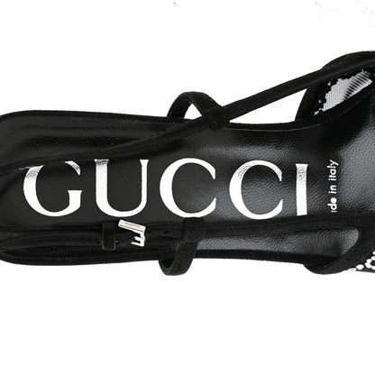 Gucci Tela Retino Kid Scamosciato Crystal GG Monogram Square G 35mm Slingback Pumps 36.5 Black 7 of 8