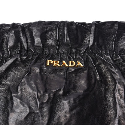 Prada Nappa Antique Bow Clutch Black 9 of 9