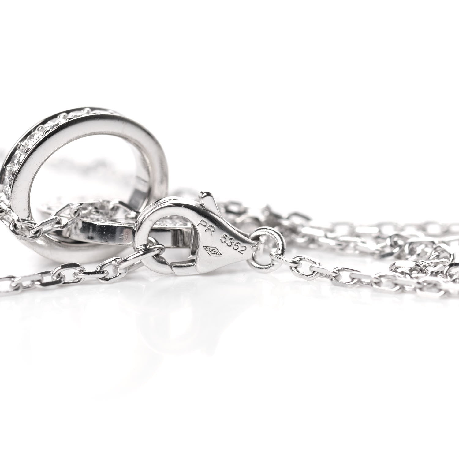 Cartier 18K White Gold Diamond Interlocking LOVE Paved Necklace 5 of 6