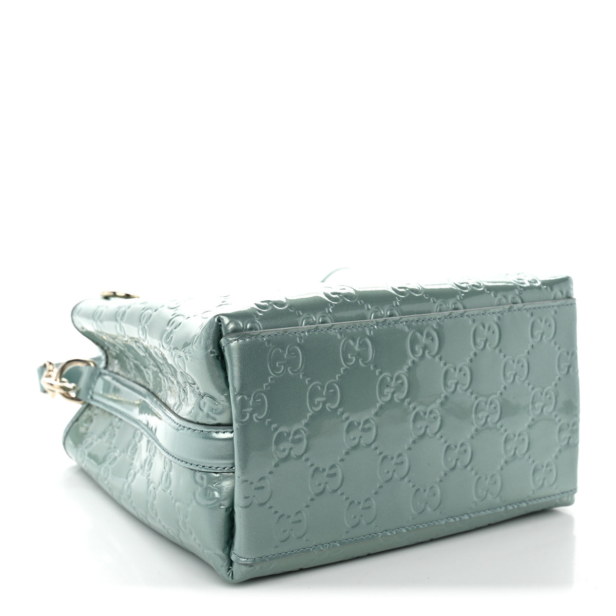 Gucci Patent GG Emblem Small Bucket Bag Light Blue 4 of 10