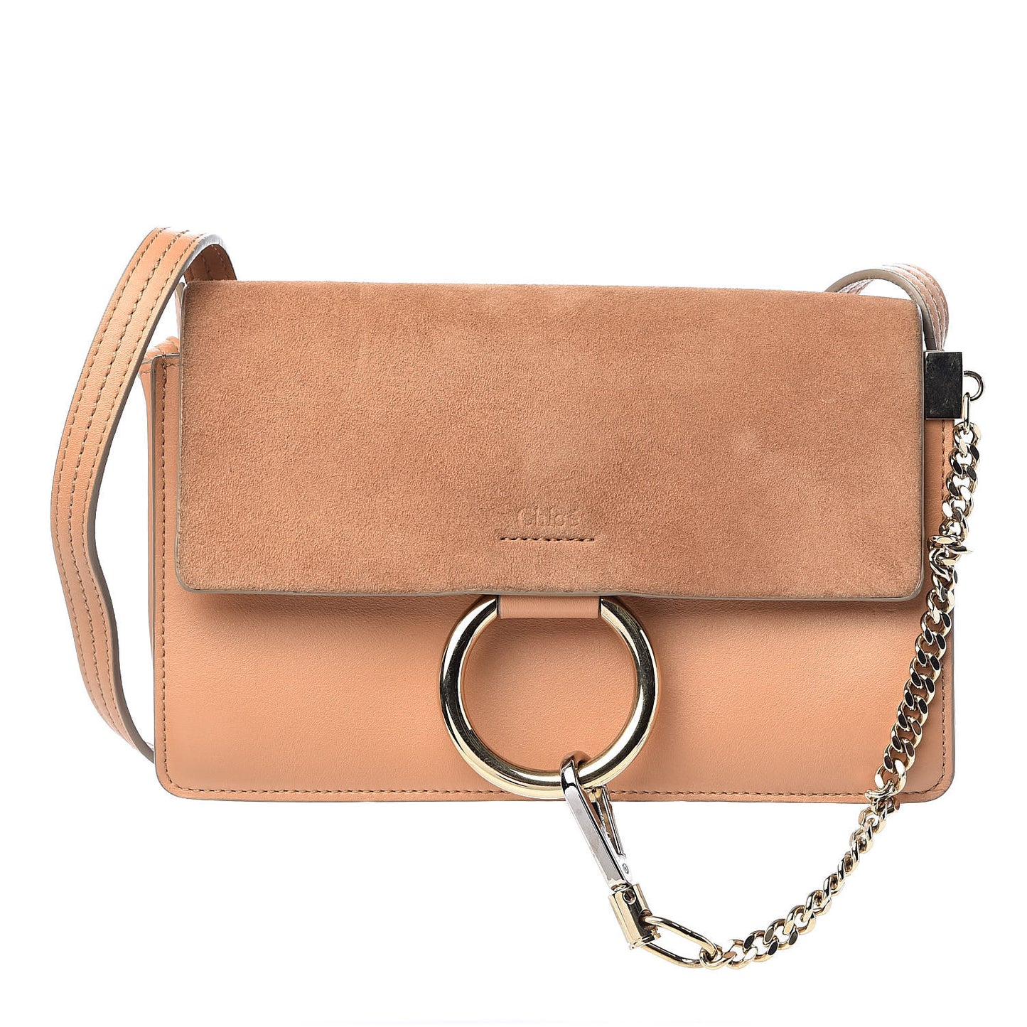 Suede Calfskin Small Faye Shoulder Bag Blushy Pink