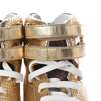 Louis Vuitton Calfskin Monogram Boombox High Top Sneakers 37 Gold 12 of 13