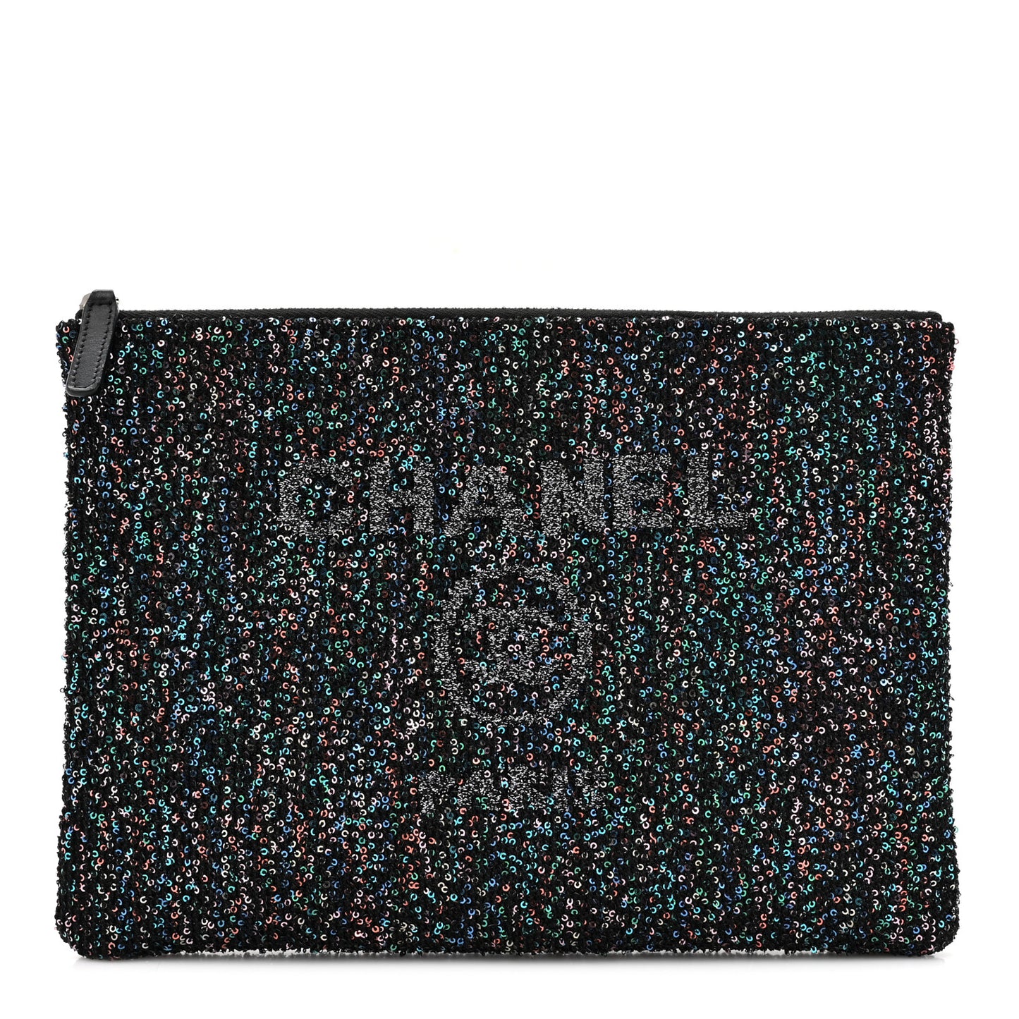 Canvas Sequin Medium Deauville Cosmetic Pouch Black