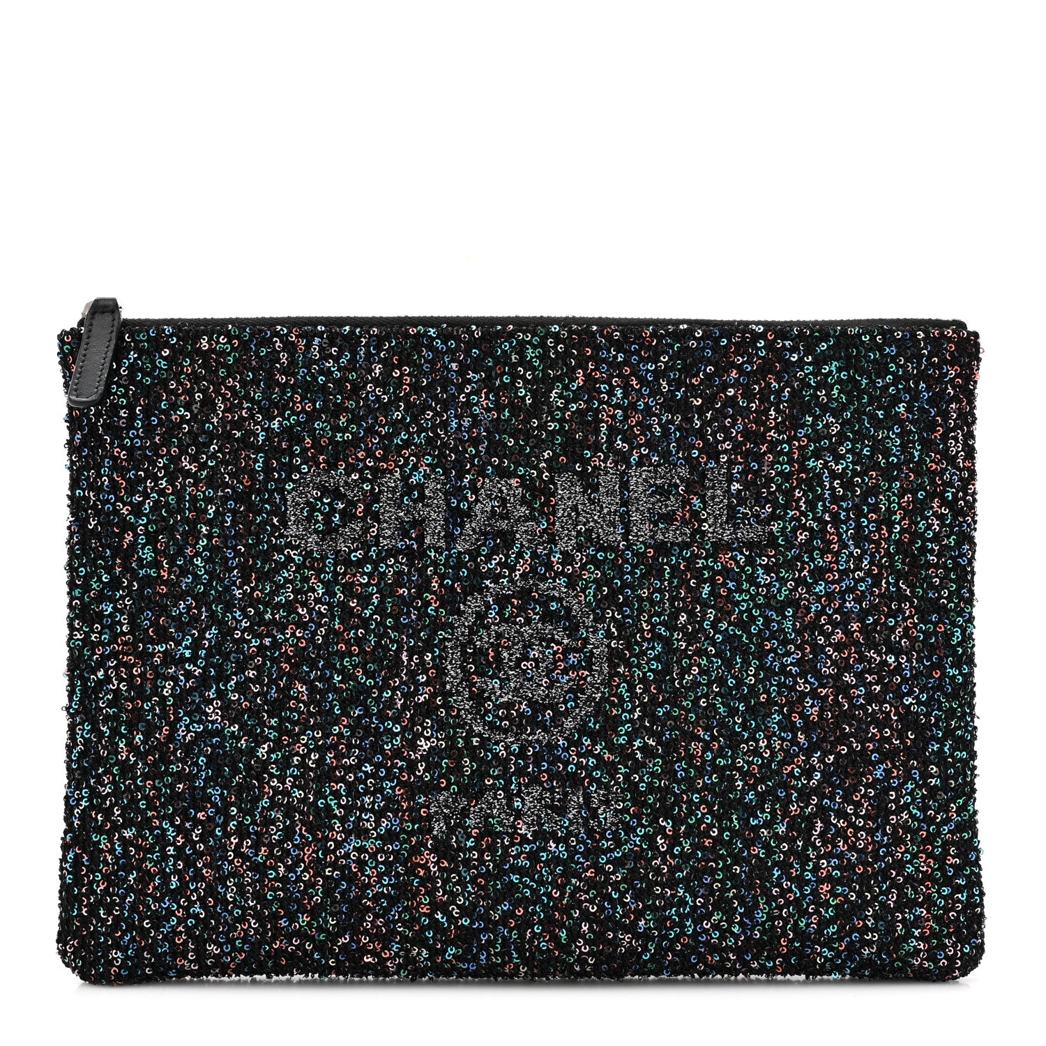 Chanel Canvas Sequin Medium Deauville Cosmetic Pouch Black 1 of 8